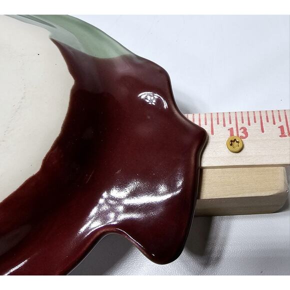 Kent Follette Pottery Chicken Serving Dish Tray Signed Cranberry/Green EUC - Picture 8 of 9